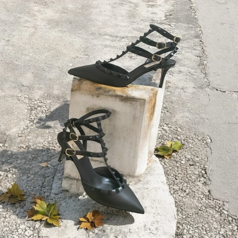 NWOB Valentino Garavani Rockstud Caged Sandal Pumps Size 39 $1190 - Picture 3 of 7